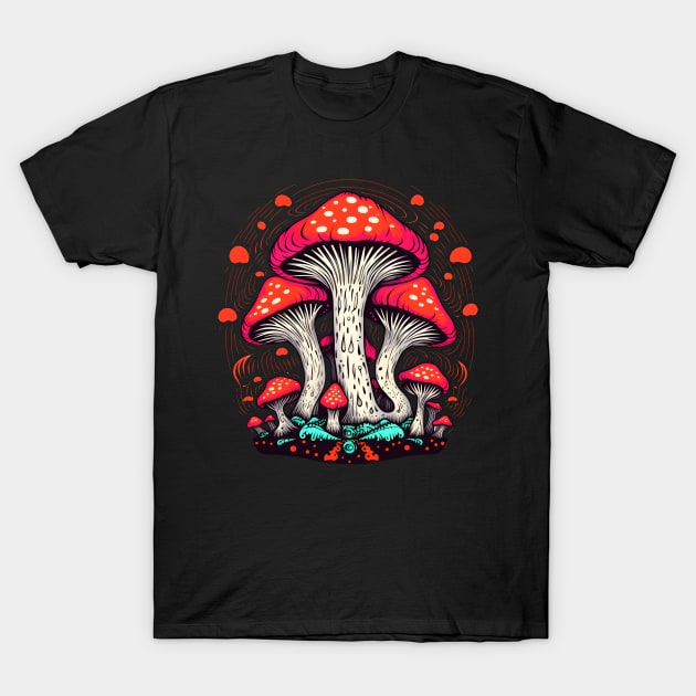 Red Mushrooms T-Shirt by The Realm Within